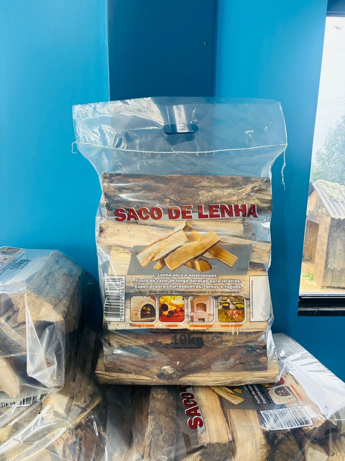Saco de lenha cortada empacotada 10kg para lareira churrasqueira forno